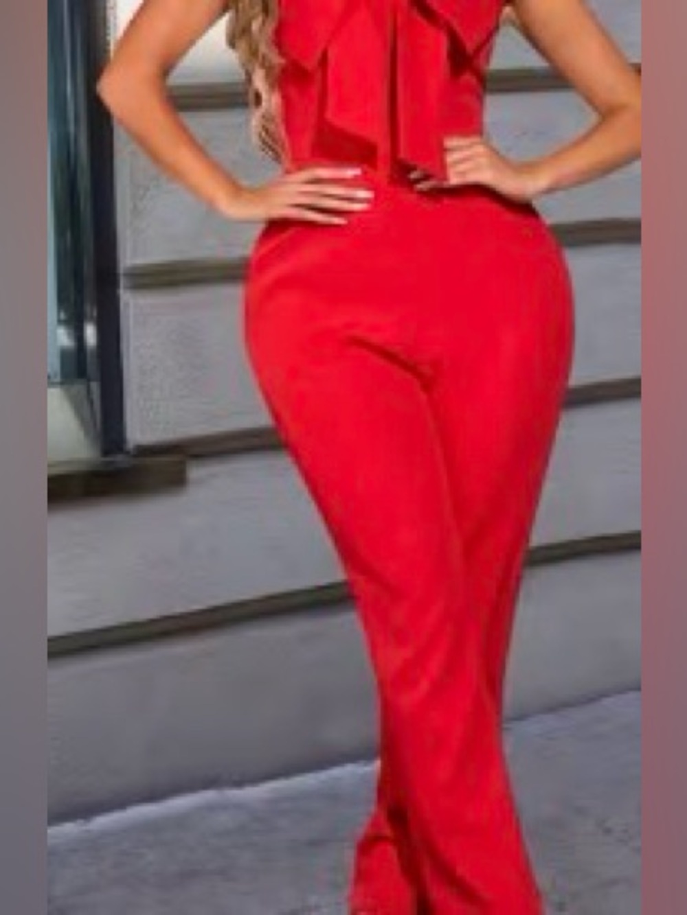 Elegant Red Sleeveless Skinny Jumpsuit — Modern Women’s Evening Wear